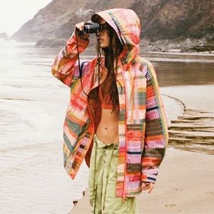 Free People Movement Singin in the Rain Printed Packable Rain Jacket medium